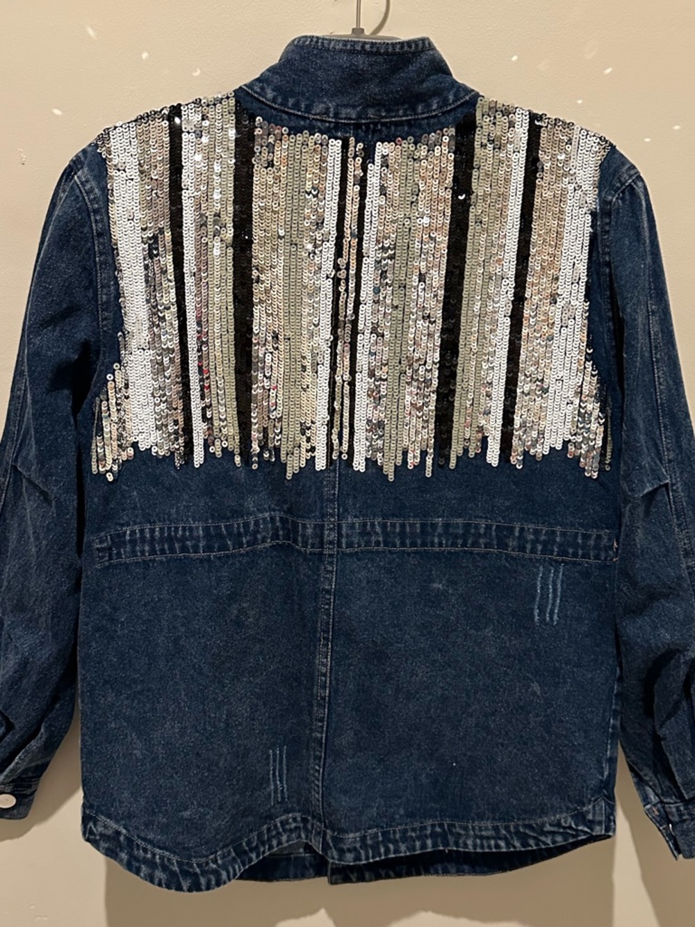 Mod x Women’s Dark Blue Multi-color Sequin Denim Jacket. Size Small - Picture 6 of 8